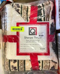 LIVING QUARTERS BEARSTRIPE PATTERN SHERPA THROW BLANKET RETAILS FOR $60.00