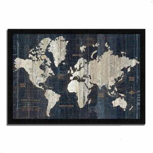 'Old World Map Blue' Framed Graphic Art Print