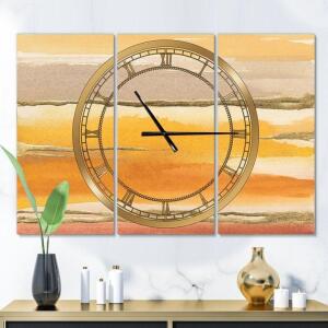 Gilded Amber II Glam 3 Panel Metal Wall Clock