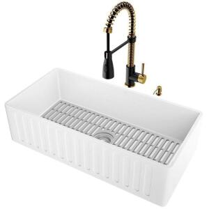 Vigo VG151008 36 Inch Slotted Apron Front Farmhouse Kitchen Sink