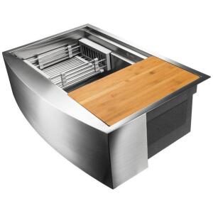 KS0239 33" x 22" Farmhouse Kitchen Sink with Basket Strainer