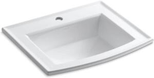 KOHLER K-2356-1-0 Archer Self-Rimming Bathroom Sink with Single-Hole Faucet Drilling, White