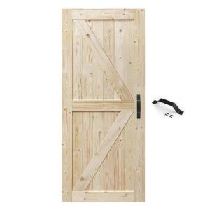 Paneled Wood Unfinished Barn Door without Installation Hardware Kit