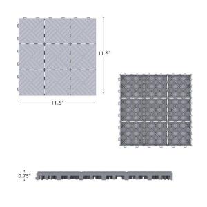 11.5" x 11.5" Plastic Interlocking Deck Tile in Gray set of 12