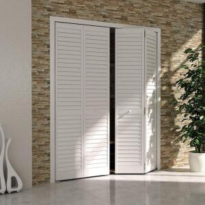 (2)- PINE WOOD PAINTED PLANTATION BI-FOLD DOOR