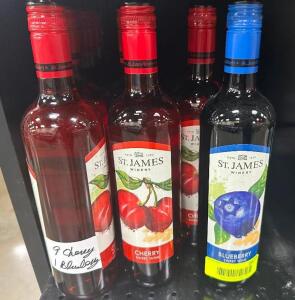 (10) ASSORTED BOTTLES OF ST. JAMES FRUIT FLAVORED WINE.