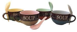 EDGEHOME 16 OZ. CERAMIC DELUXE SOUP MUG SET WITH SPOONS RETAILS FOR $23.29