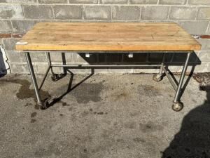 DESCRIPTION: 72" X 30" BUTCHER TABLE W/ CASTERS CONTACT For more details, simply email Brent at brent@bclauction.com with the item number, or call BCL