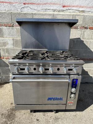 DESCRIPTION: IMPERIAL SIX BURNER RANGE W/ CONVECTION OVEN. BRAND / MODEL: IMPERIAL ADDITIONAL INFORMATION NATURAL GAS CONTACT For more details, simply