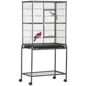 DESCRIPTION: (1) FLIGHT CAGE AVIARY WITH STAND BRAND/MODEL: PAWHUT INFORMATION: BLACK SIZE: 32" X 21" X 60" RETAIL$: $142.99 EA QTY: 1