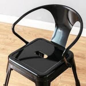 DESCRIPTION: (1) STACKING INDOOR/OUTDOOR METAL CHAIR BRAND/MODEL: TOLIX INFORMATION: BLACK RETAIL$: $110.99 EA QTY: 1