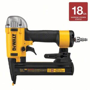 DESCRIPTION: (1) GA FINISH STAPLER BRAND/MODEL: DEWALT #DWFP1838 INFORMATION: YELLOW SIZE: PNEUMATIC 18 GA.,1/4" RETAIL$: $182.93 EA QTY: 1