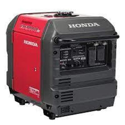 DESCRIPTION: (1) SUPER QUIET POWER GENERATOR BRAND/MODEL: HONDA #EU3000IS INFORMATION: RED SIZE: 19.6 HOURS AT 1/4 LOAD, ELECTRIC START RETAIL$: $2399