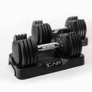 DESCRIPTION: (2) ADJUSTABLE DUMBBELL BRAND/MODEL: CAP #SDBA-50G3C SIZE: 50 LB RETAIL$: $100.00 EA QTY: 2