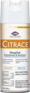 DESCRIPTION: (6) HOSPITAL DISINFECTANT AND SANITIZER BRAND/MODEL: CLOROX CITRACE SIZE: 14 OZ RETAIL$: $17.31 EA QTY: 6