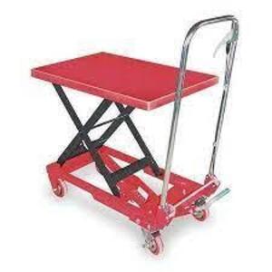 DESCRIPTION: (1) MANUAL MOBILE SCISSOR-LIFT TABLE BRAND/MODEL: DAYTON #4ZD01 INFORMATION: RED SIZE: 1,500 LB LOAD CAPACITY, 48 IN X 24 IN PLATFORM, ST