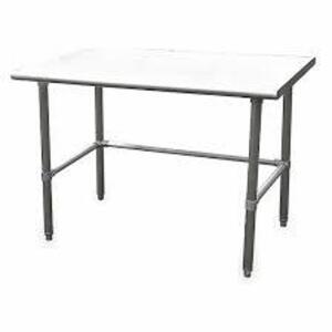 DESCRIPTION: (1) FIXED HEIGHT WORK TABLE BRAND/MODEL: PRODUCT NUMBER #4UEJ5 INFORMATION: STAINLESS STEEL SIZE: 72 IN X 30 IN, 600 LB OVERALL LOAD CAPA