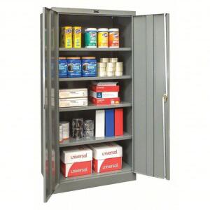 DESCRIPTION: (1) STORAGE CABINET BRAND/MODEL: HALLOWELL #411L38 INFORMATION: DARK GREY SIZE: 36 IN X 18 IN X 78 IN, SWING HANDLE & KEYED, 22 GA PANEL