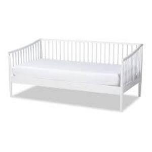 DESCRIPTION: (1) RENATA BED FRAME BRAND/MODEL: BAXTON STUDIO INFORMATION: WHITE SIZE: HEADBOARD AND FOOTBOARD ONLY RETAIL$: $431.12 EA QTY: 1