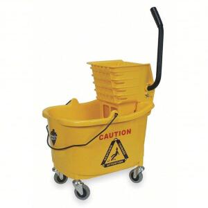 DESCRIPTION: (1) PLASTIC MOP BUCKET BRAND/MODEL: TOUGH GUY/2PYH4 INFORMATION: YELLOW/CAPACITY: 8-3/4 GAL SIZE: 16-17/32"W X 24-1/16"L X 34-3/4"H RETAI