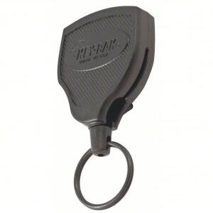 DESCRIPTION: (1) RETRACTABLE KEY REEL BRAND/MODEL: KEY-BAK #1PGP7 INFORMATION: BLACK SIZE: 8 OZ CAPACITY, KEVLAR CORD, 1-1/4" RING SIZE RETAIL$: $19.6