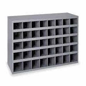 DESCRIPTION: (1) PIGEONHOLE BIN UNIT BRAND/MODEL: DURHAM #3W126 INFORMATION: GRAY SIZE: 34 IN X 12 IN X 24 IN, 40 COMPARTMENTS RETAIL$: $204.61 EA QTY