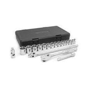 DESCRIPTION: (1) SOCKET SET BRAND/MODEL: GEARWRENCH #80791 INFORMATION: BLACK CARRY CASE SIZE: 19 PIECES, SAE RETAIL$: $93.99 EA QTY: 1