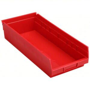 DESCRIPTION: (10) SHELF BINS FOR STORAGE SHELF BRAND/MODEL: QUANTUM STORAGE #8C918 INFORMATION: RED SIZE: 17 7/8 IN OVERALL LG, 8 3/8 IN X 4 IN, NESTA