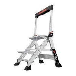 DESCRIPTION: (1) FOLDING STEP LADDER BRAND/MODEL: LITTLE GIANT #455C38 SIZE: 2 STEPS, 18 IN TOP STEP HT, 21 1/2 IN BOTTOM WD, 375 LB LOAD CAPACITY RET