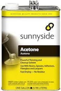 DESCRIPTION: (1) ACETONE SOLVENT BRAND/MODEL: SUNNYSIDE #487F09 SIZE: 1 GALLON RETAIL$: $56.27 EA QTY: 1