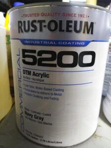 DESCRIPTION: (2) DTM ACRYLIC BRAND/MODEL: RUST-OLEUM 5200 INFORMATION: NAVY GRAY SIZE: 1 GALLON RETAIL$: $62.35 EA QTY: 2