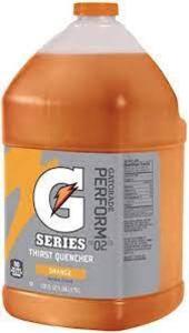 DESCRIPTION: (2) SPORTS DRINK MIX LIQUID CONCENTRATE BRAND/MODEL: GATORADE INFORMATION: ORANGE SIZE: 1 GALLON RETAIL$: $17.17 EA QTY: 2