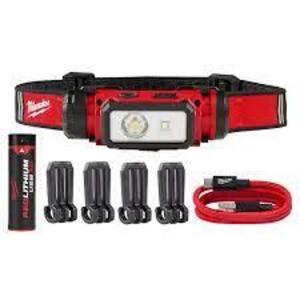 DESCRIPTION: (2) HARD HAT HEADLAMP BRAND/MODEL: MILWAUKEE #2163-21 INFORMATION: RED SIZE: 600 LUMENS RETAIL$: $69.97 EA QTY: 2