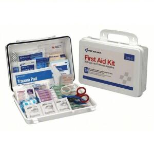 DESCRIPTION: (2) FIRST AID KIT BRAND/MODEL: FIRST AID ONLY #2TUU4 INFORMATION: WHITE SIZE: SERVES 25 PEOPLE RETAIL$: $34.93 EA QTY: 2