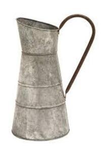 DESCRIPTION: (2) GALVANIZED METAL JUG WITH HANDLE BRAND/MODEL: BENZARA FARMHOUSE RETAIL$: $33.00 EA QTY: 2