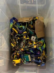 LARGE BOX OF ASSORTED DOG HARNESSES / LEASHES / COLLARS