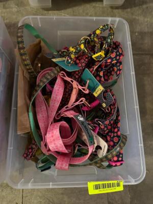 LARGE BOX OF ASSORTED DOG HARNESSES / LEASHES / COLLARS