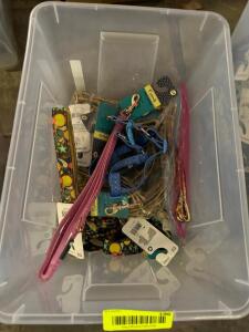 LARGE BOX OF ASSORTED DOG HARNESSES / LEASHES / COLLARS