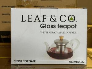 (3) - 20 CT. CASES OF GLASS FLOWER TEAPOTS WITH REMOVABLE INFUSERS