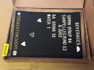 WOOD FRAMED LETTER BOARD WITH LETTERS