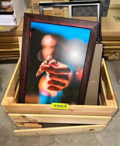 CRATE W/ ASSORTED SIZED PICTURE FRAMES