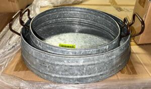 (2)- GALVANIZED METAL TRAYS