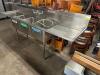 102" THREE WELL STAINLESS POT SINK W/ LEFT AND RIGHT DRY BOARDS.