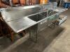 102" THREE WELL STAINLESS POT SINK W/ LEFT AND RIGHT DRY BOARDS. - 2