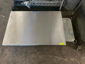 36" X 24" STAINLESS TABLE TOP AND SHELF. NO LEGS W/ THIS ITEM