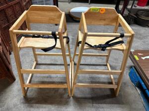 (2) WOODEN HIGH CHAIRS