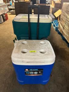 BLUE PLASTIC ROLLER COOLER.