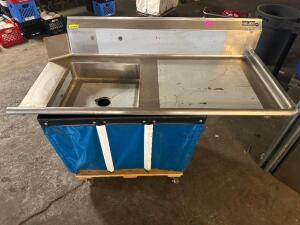 59" SINGLE WELL STAINLESS SINK W/ RIGHT SIDE DRY BOARD.