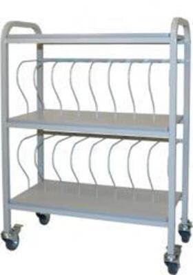 DESCRIPTION: (1) MOBILE MEDICAL CHART RACK BRAND/MODEL: WINCO #716 INFORMATION: WHITE SIZE: 3" BINDER STORAGE CART RETAIL$: $619.99 EA QTY: 1