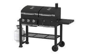 DESCRIPTION: (1) PROPANE AND CHARCOAL SPLIT GRILL BRAND/MODEL: EXPERT GRILL INFORMATION: BLACK, NO LEGS RETAIL$: $450.99 EA QTY: 1